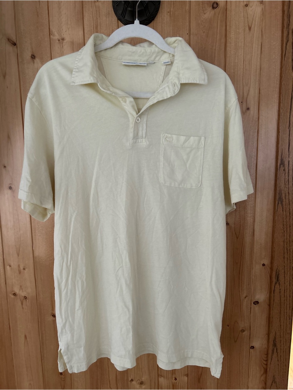 Southern Tide Men's Pale Yellow Short Sleeve Polo with Chest Pocket Size Large